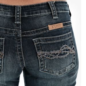 COWGIRL TUFF Don't Fence Me In Darkwash bootcut riding jeans sz 35x37XL TALL NWT
